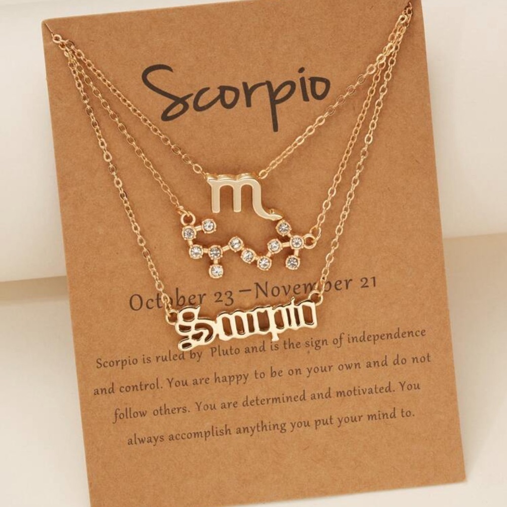 Scorpio Zodiac Sign Constellation Stackable Necklaces 3pc